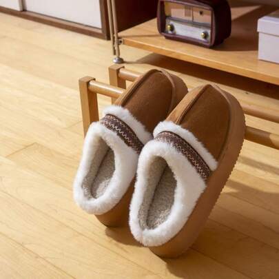 Zapatillas de casa de forro polar para mujer, ideales para interiores en otoño e invierno, con suela gruesa de EVA antideslizante. La versión de invierno cuenta con un forro de pelo, cálido y cómodo para exteriores.
