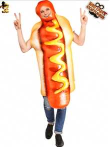 Nezababy 万圣节热狗服装成人趣味食物套装男女化装扮装角色扮演 - 彩色 - 查看 1