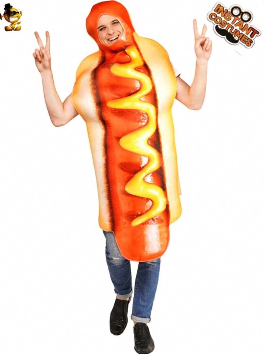 Nezababy 万圣节热狗服装成人趣味食物套装男女化装扮装角色扮演 - 彩色 - 查看 1
