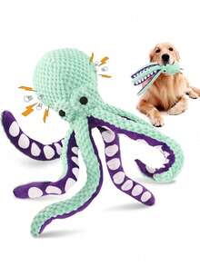 1 件宠物章鱼毛绒玩具，带声音和吱吱声，适合狗和猫的互动咀嚼玩具，由柔软的灯芯绒材料制成 - 薄荷綠 - 查看 13