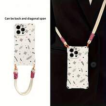 Funda para teléfono (1 unidad) con correa cruzada a la moda, anticaídas en las cuatro esquinas, protectora, para llevar al cuello, suave, compatible con las series 12, 13, 14, 15, 16 Pro y Pro Plus. Diseño moderno - Blanco - Ver 6