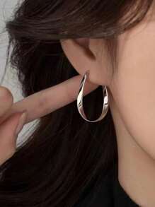 1 Pair Of Minimalist Elegant Earrings, Asymmetrical Oval Earrings, Accessories,Female Lovers, Mothers, Daily Wear On Mother's Day, Gifts