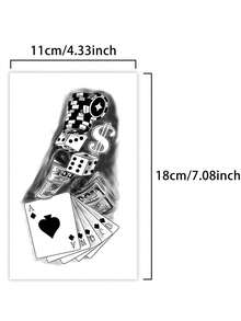 1 件假纹身临时纹身半永久纹身 Y2K 扑克牌西方图案防水防汗持续 1-2 周逼真草本汁防摩擦不反光黑色适用于女性和男性纹身贴纸适用于手臂、胸部、腿部、腹部、腰部、手指、颈部、脊柱、现代人体艺术 - 黑色 - 查看 5