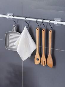 2/6pcs Curtain Rod Brackets No Drilling, Self Adhesive Curtain Rod Holders Nail Free Adjustable Curtain Rod Hooks Curtain Hangers For Bathroom Kitchen Bathroom Hotel