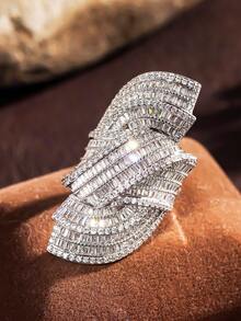 1 chiếc nhẫn đính đá CZ, thích hợp làm quà tặng cho đám cưới, ngày Valentine và các dịp khác. - 1 # - Xem 3