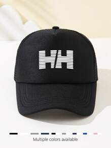 1 件女式 HH 字母印花网眼棒球帽，透气户外运动度假露营钓鱼卡车司机帽，时尚百搭可调节礼物，节日礼物 - A - 查看 1