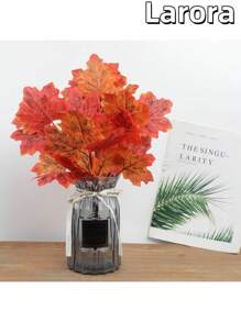 1 件 Larora 人造秋季枫叶装饰，塑料假秋季植物，适合圣诞节、感恩节、万圣节装饰