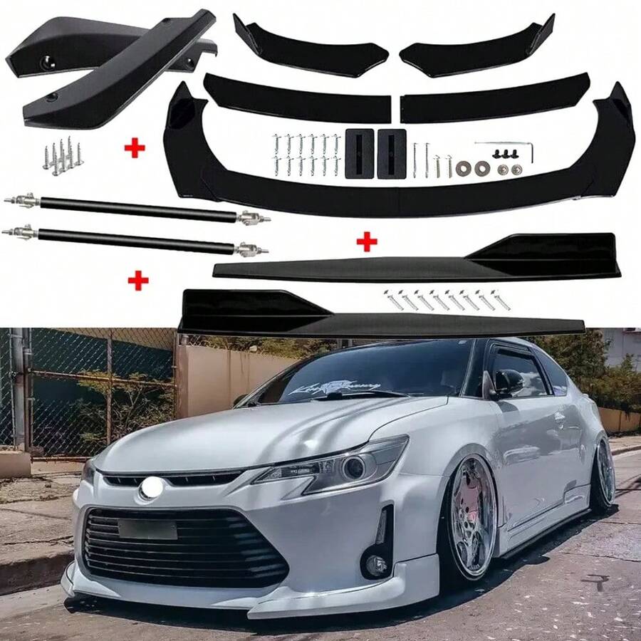 Front And Rear Bumper Lip Spoiler Body Kit With Splitter And Side Skirt ...