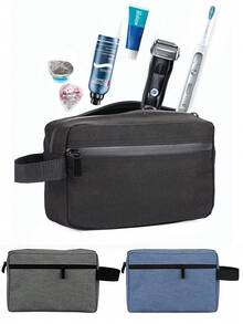 1 件男士旅行洗漱包防水剃须包用于洗漱用品配件可折叠储物袋带隔层和手柄用于化妆品洗漱用品刷子工具适合青少年夏季休闲户外运动或度假旅行或毕业礼物或生日礼服配件旧钱