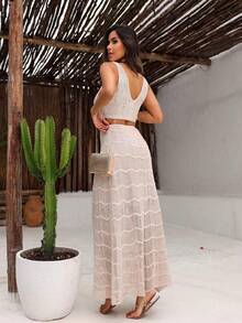 Women Sweater Dresses - Beige - View 3