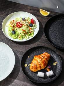 2个圆形托盘，塑料餐具盘子，幼儿园家用杯碟，餐饮快餐烧烤盘，厨房用品，万圣节和圣诞节派对用品