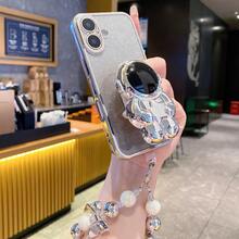 [宇航员手环] 太空舱防震/TPU 硅胶软边女式/男式高级保护壳，带防尘孔，加厚边缘，豪华手机壳适用于三星和 [太空舱防震 + TPU 硅胶软边 PC 硬壳全覆盖女式/男式高级保护壳带支架] 适用于 OPPO A5X/C1/2345678/9/987654321，OPPO 防水防摔防刮 - 銀色 - 查看 3