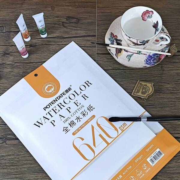ورق مائي، 640 جم/م2، 5 أوراق/ كيس، كل ورقة لها نسيجين، أحدهما باردالضغط والآخر ساخن الضغط، مناسب لرسم الفنانين، لوازم المدرسة، العودة إلى المدرسة