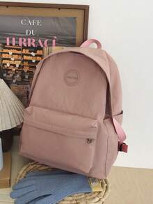 纯色大容量轻便防水背包，适合女大学生和白领，非常适合学校，大学，工作，商务，通勤，返校，学校背包，大容量，笔记本电脑隔层，便携，适合十年以上女学生背包，大学，小学，初中，高中，工作，商务，通勤，户外，旅行