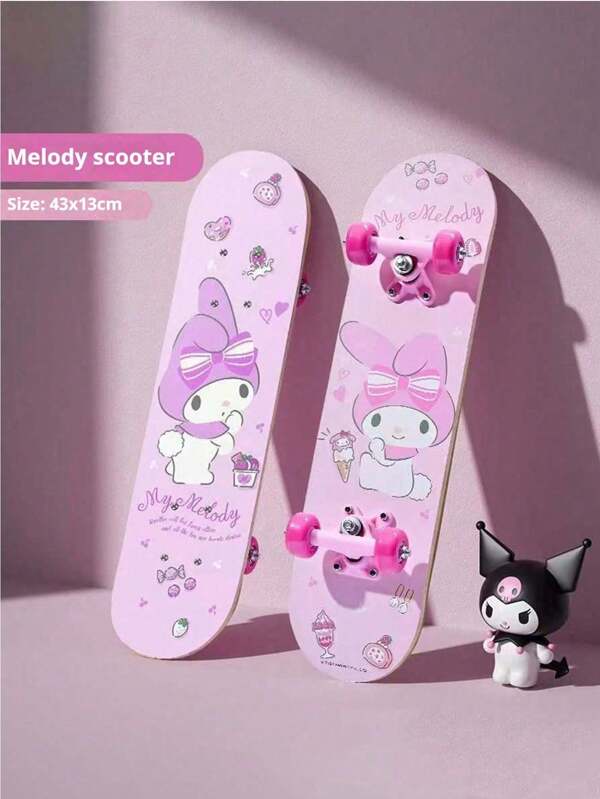 Sanrio قطعة واحدة من لوح تزلج Anrio للأولاد والبنات ، للمبتدئين ب- 4 عجلات ذات وقاعد مزدوجة وعجلات عالية المرونة ، لوح تزلج عالي الجاذبية ، Sanrio ، تمرين ، ديكور المنزل ، هدية العودة إلى المدرسة ، هدية عيد الميلاد