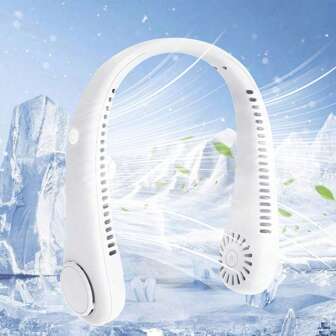AIRPROSSING 1pc Portable Neck Fan Air Conditioner Cooling Neck, USB Rechargeable Hanging Neck Fan, Large Battery Capacity, 3-Speed Wind, Bladeless Fan, Suitable For Summer Indoor, Outdoor Travel