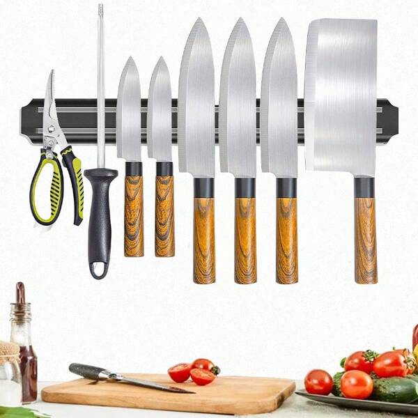 Support magnétique pour couteaux mural, barre porte-couteaux magnétique de 7,8 po/13 po/15 po/18,9 po/21,6 po pour couteaux de cuisine, outils d'atelier de garage, support de rangement magnétique polyvalent, cadeau de fête des pères