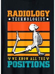 All Professions - Radiology Technician Printed T-Shirts, Men's Comfortable Short Sleeve Crew Neck T-Shirts, Men's Clothing For Summer Outdoor Activities - Black - View 2