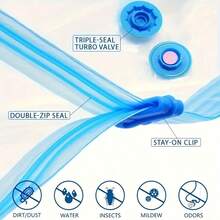 12pcs/Set PA+PE High Thickness Material Vacuum Storage Bags With Hand Pump, Independent Packaging Large Capacity Transparent Design, Space Saving And Sealing Items. Suitable For Clothes, Bedding, Dorm, Wardrobe, Moving Or Under Bed Use, Travel Essentials - Blue and White - View 6