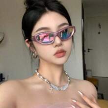 1pc Y2K Style Retro Aesthetic Sporty Sunglasses, European And American Fashion Look Shade Going Out Outfit Outdoor Beach Seaside Vacation And Gift For Family And Friends