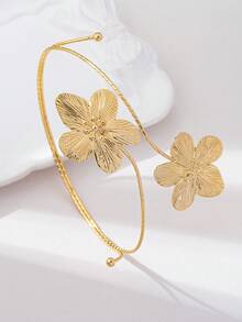 1 件多功能双花金色臂章，实用的四季配饰 - 金色 - 查看 3
