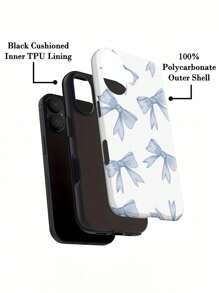 Blue Bow Mobile Phone Case, Designed With Delicate Ribbon Patterns And Soft Hues, Suitable For IPhone 16, 15, 14, 13, 12 And 11 Pro Models, Made Of TPU Material, And Provides Shockproof Protection. Perfect For Family, Friends, Children, Birthdays, Spring, Holidays, Boyfriends, Girlfriends, And Valentine's Day Gifts