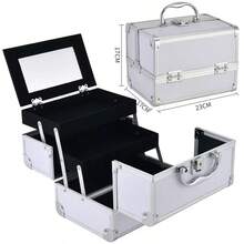 1pc Makeup Storage Box, Portable Makeup Bag With Mirror, Professional Cosmetic Tools, Large Capacity Waterproof Multifunctional For Travel Makeup Bags Makeup Organizer Make Up Organizer,For Holiday Beach, Bathroom Collection, Bedroom Collection, Large Capacity