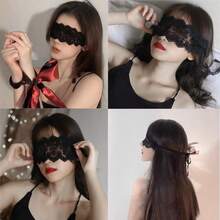 1PC Mysterious Lace Masquerade Mask Sexy Eye Mask Hollow Flower Lace Adjustable Mask Halloween Valentine's Day Gift - 黑色 - 查看 7