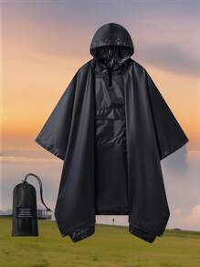 Poncho de ploaie multifuncțional 3 în 1 cu glugă și nasturi la decolteu, pelerină de ploaie portabilă cu buzunare, jachetă de ploaie ușoară pentru activități în aer liber pentru adulți