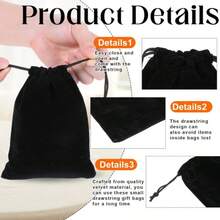 30pcs/20pcs/10pcs/1pc Wedding Party DIY Material Package Box - Velvet Jewelry Pouches, Gift Drawstring Bags, Black Gift Packaging Bags For Valentine's Day, Mother's Day - Black - View 6