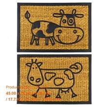 Coir Front Door Mat - Stylish Cursive Design Natural Coconut Fiber Entryway Doormat For Outdoor Use - Set Of 2 - Durable & -Friendly Floor Mats