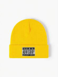 1 chiếc mũ len đan thêu chữ "ADVISORY", mũ len trượt tuyết Hip Hop ấm áp co giãn cho mùa thu/đông, trang phục thu thời trang Y2K - mũ dệt kim - Xem 6