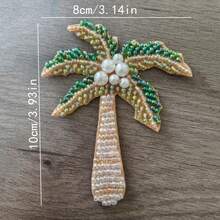 1pc Handmade Beaded Ocean Life Seahorse Fabric Patch, Heart Coconut Tree DIY Applique For Clothing - Multicolor - View 9