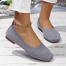 Women'S Black Woven Fabric Slip-On Flats - Casual Square Toe Shoes For Indoor & Outdoor Wear, All-Season Comfort With Rubber Sole, Breathable & Stylish Design - 金黃色 - 查看 2
