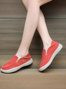 1 Pair Women's Spring Casual Comfortable Slip-On Shoes, Breathable Soft Sole Wear-Resistant