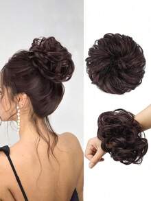 1件装女士优雅卷发发髻发圈合成发绳发饰休闲发饰，马尾辫发圈，发绳，发圈马尾辫发带，发圈头饰 - 彩色 - 查看 9