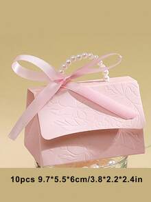 Caja de regalo con 10 piezas de brazaletes de perlas para boda - Elegante empaquetado tipo dulce con asa para despedida de soltera, regalos de fiesta