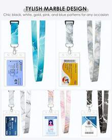 5 Pack Cruise Lanyard For Ship Cards With Marble Pattern Cute Cruise Ship Lanyards With Waterproof ID Badge Holders For Keys, Cards Cruise Essentials For All Cruise  2025, Mixed - 白色 - 查看 9