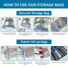 12pcs/Set PA+PE High Thickness Material Vacuum Storage Bags With Hand Pump, Independent Packaging Large Capacity Transparent Design, Space Saving And Sealing Items. Suitable For Clothes, Bedding, Dorm, Wardrobe, Moving Or Under Bed Use, Travel Essentials - Blue and White - View 7