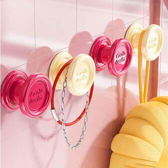 1/2pcs Letter Design Storage Hook, Thick Damage-Free Adhesive Hooks For Door, Window, Kitchen, Bathroom, Strong Plastic Toilet Lid Lifter