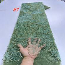 Luxury African Heavy Beads Lace Fabric 2025 High Quality Nigerian French Mesh Sequined Lace Material For Women Wedding Dresses Sewing