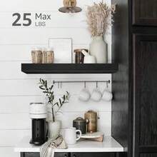 QEEIG Floating Shelf For Wall Bathroom Shelves Bedroom Kitchen Living Room Farmhouse Small Book Shelf 16 Inch Set Of 1, Black (015-B1) - 1pc - 查看 4