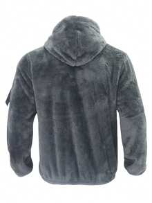 Chaqueta casual con cremallera, con capucha de felpa de doble cara de unicolor para hombres, chaqueta reversible de forro térmico de borreguito para hombres, otoño e invierno, chaqueta con capucha con cremallera ligera y cálida, para deportes al aire libre, uso diario, viajes y protección contra el frío