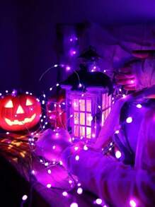 LED Fairy Light Battery Made, 1 Pack Mini Battery Powered Copper Wire Starry Sky Fairy Light For Bedroom, Twinkling Light Mason Jar Light Waterproof Firefly Light DIY Party, Christmas, Party, Wedding, Center Decoration, Decoration, Valentine's Day Decoration, Halloween Decoration (Purple Color)
