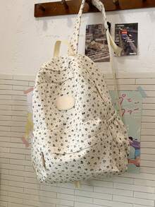 Large Capacity Popular Floral Student Backpack, Cute Women's Backpack, Suitable For Teenagers, High School Students, College Students, Graduates, Returning To School, Graduation Season, Male And Female Students, Used As Classroom And Shopping Bags, Class Travel Bags - Multicolor - View 4