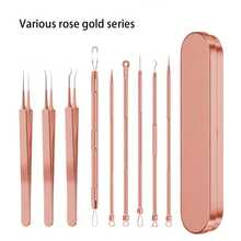 祛痘工具套装，包含黑头去除器、瑕疵去除器和深层清洁面部护理工具 - 粉刺針 - 查看 22