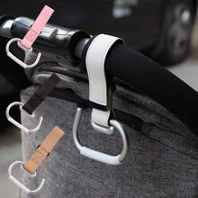 2pcs Leather & Aluminum Alloy Universal Stroller Hooks, Versatile Hooks For Hanging Bags, Diapers, Suitable For Strollers, Prams, Pushchairs, Electric Vehicles, Large Size Aluminum Alloy Hanging Hooks