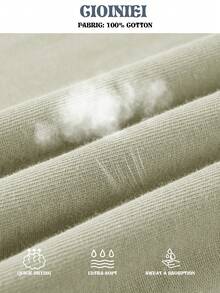 Blueplus Men's Summer Cotton T-Shirt, 220g Weight, 100% Cotton, A Certain Thickness, Versatile And Comfortable To Wear, Very Suitable For Running, Sports, Outdoor Entertainment, | Holiday Gift - Màu Khaki - Xem 3