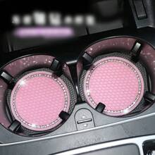 2pcs Silicone Anti-Slip Car Cup Holders, Waterproof Car Cup Mats - Pink - View 3