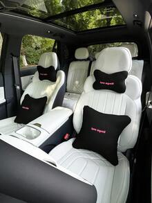 创意汽车头枕和腰部支撑垫套装，透气冰丝四季通用汽车颈部和背部支撑，驾驶时提供舒适感 - 彩色 - 查看 2